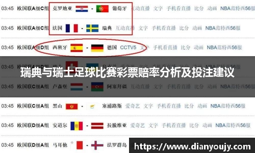 瑞典与瑞士足球比赛彩票赔率分析及投注建议